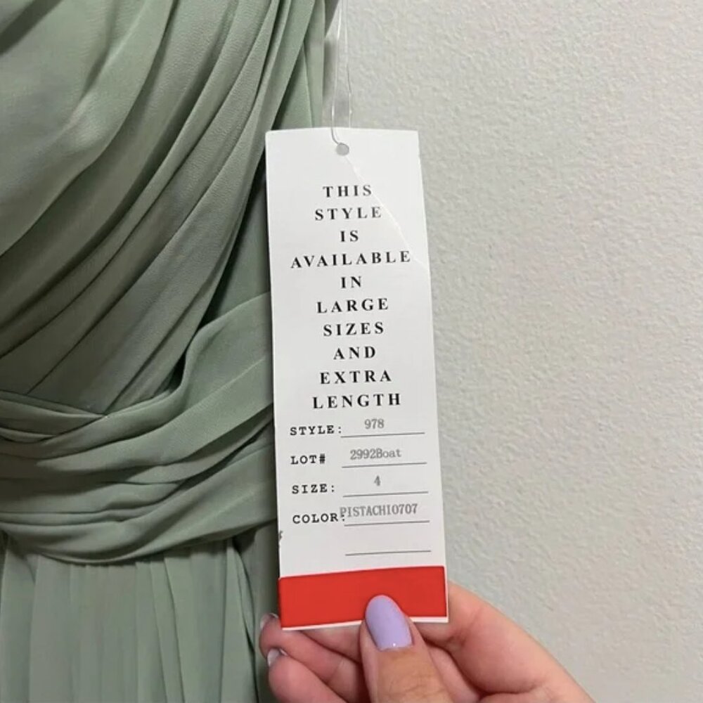 NEW NWT Bill Levkoff Strapless Maxi Gown In Pistachio Sage Green - Picture 9 of 11